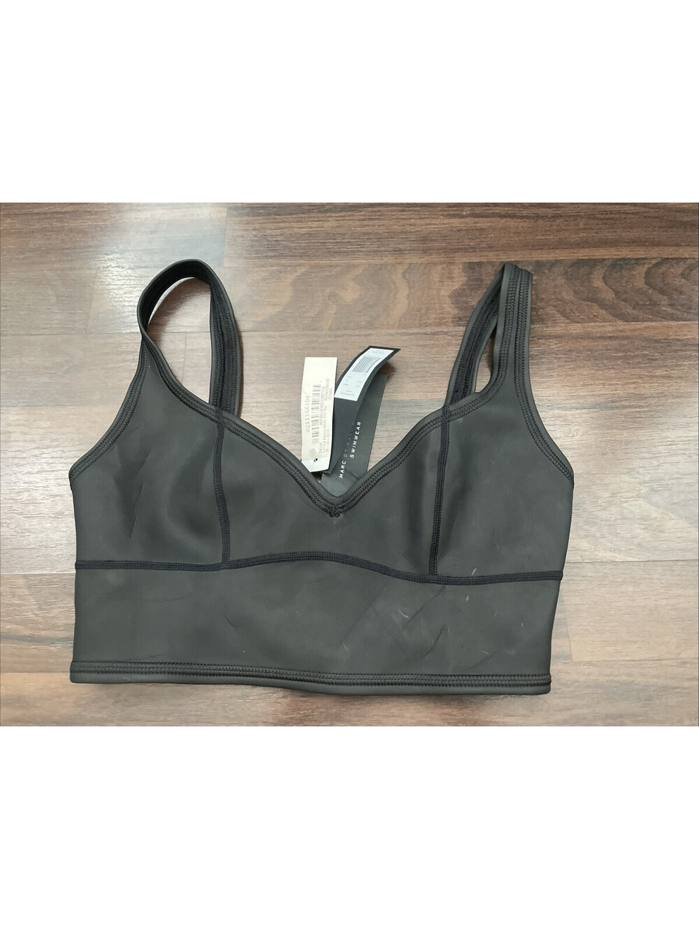 NWT Marc By Marc Jacobs Neoprene Scuba Black Longline Bikini Top Size Small